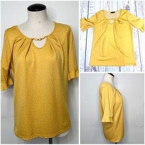 Yellow Women's Top with Beaded Detail by Emily Tracy Medium